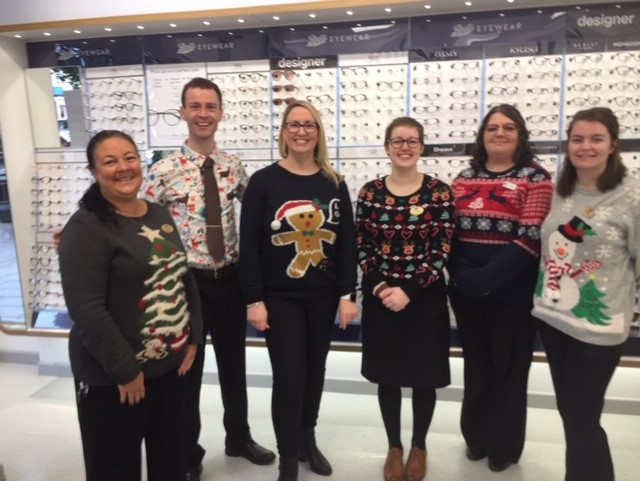 DeafAcademy's tweet image. Thanks to @BootsUK Opticians in Exmouth for taking part in our #EXEmas jumper day on Friday - don&apos;t they look fab! 🎄🎄🎄 #exmouth #bootsopticians