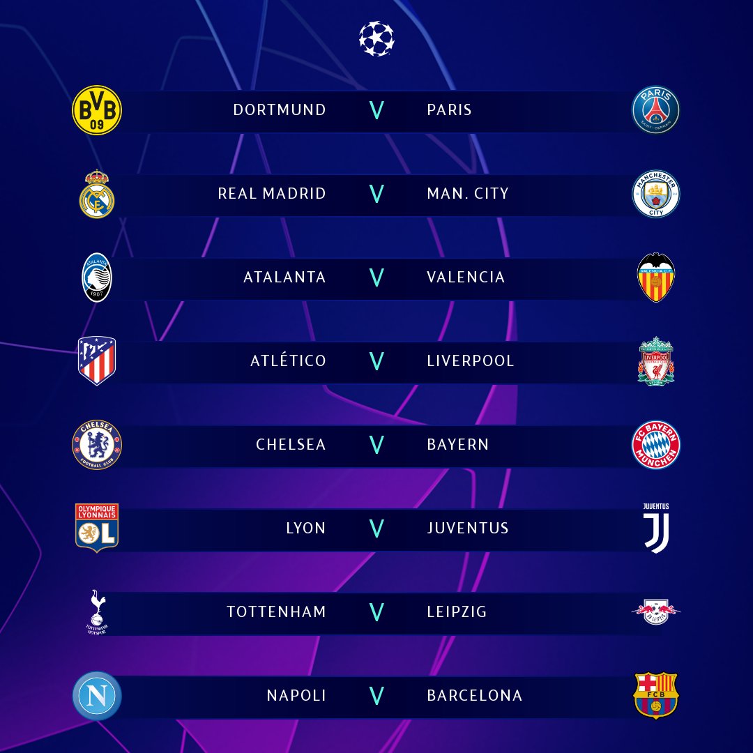 UCL Round of 16 draw result