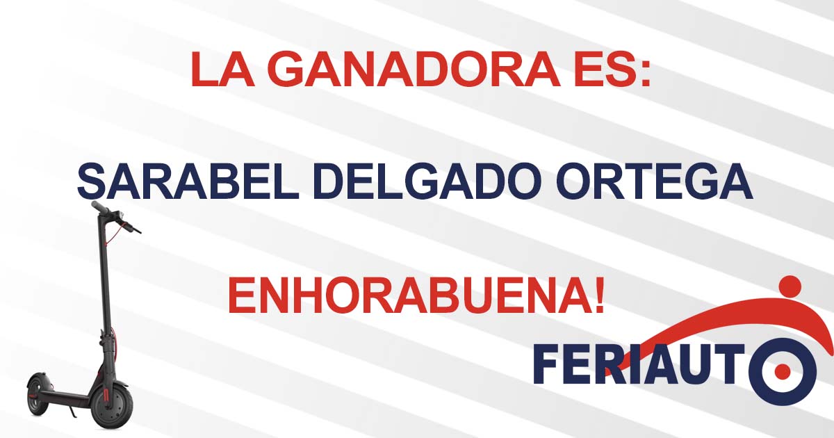 Ya tenemos ganadora del #patineteeléctrico de #feriauto
Enhorabuena Sarabel Delgado Ortega!
Muchas gracias a todos por participar!