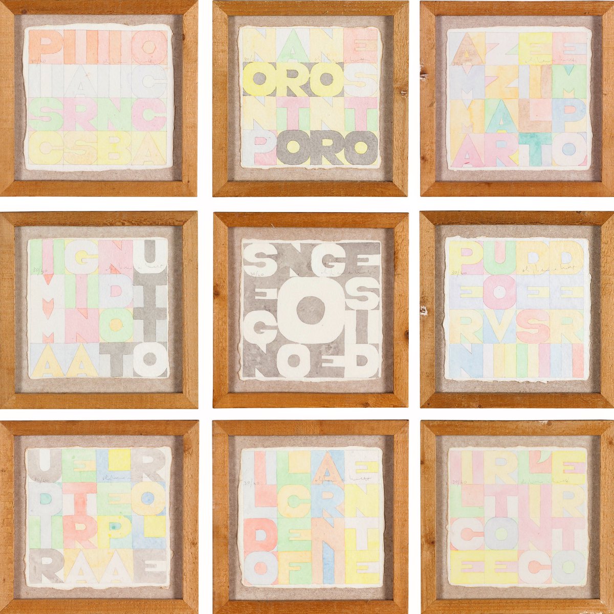 Happy birthday to Alighiero Boetti, who was born on this day in 1940. 
Pictured Nove quadrati (nine squares), 1979, watercolour on handmade water-marked paper, edition 30 of 40.
.
.
.
#alighieroboetti #alighieroeboetti #artepovera #repettogallery #italianart #italianartist