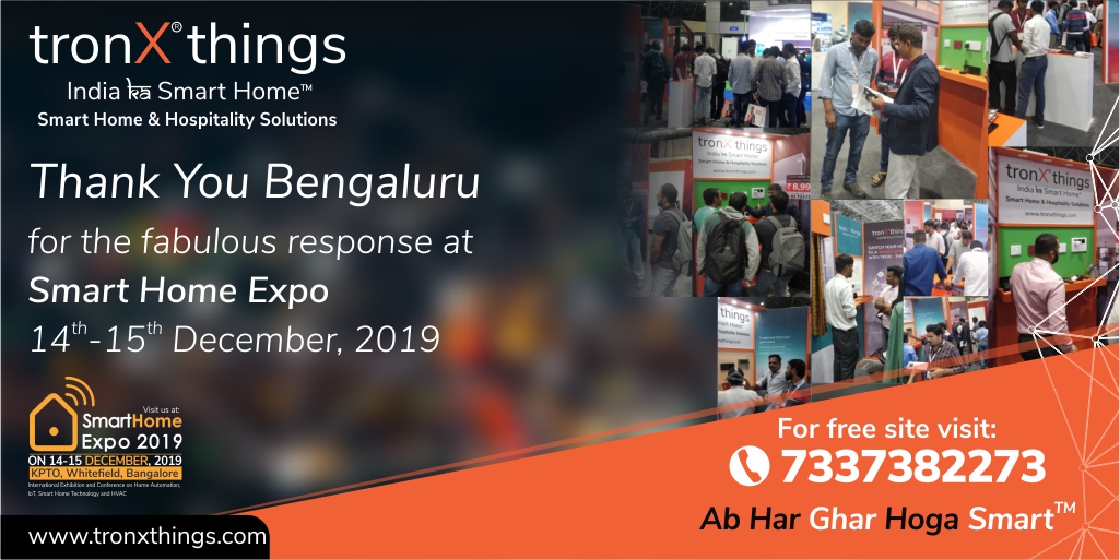ThingsTronx's tweet photo. Thank you for your overwhelming response at Smart Home Expo, Bangalore :) 
#smarthome #homeautomation #smartswtichboards #smartlighting #smartsecurity #smartlifestyle #iot #makeinindia #Bangalore https://t.co/XhTMj0nuW1