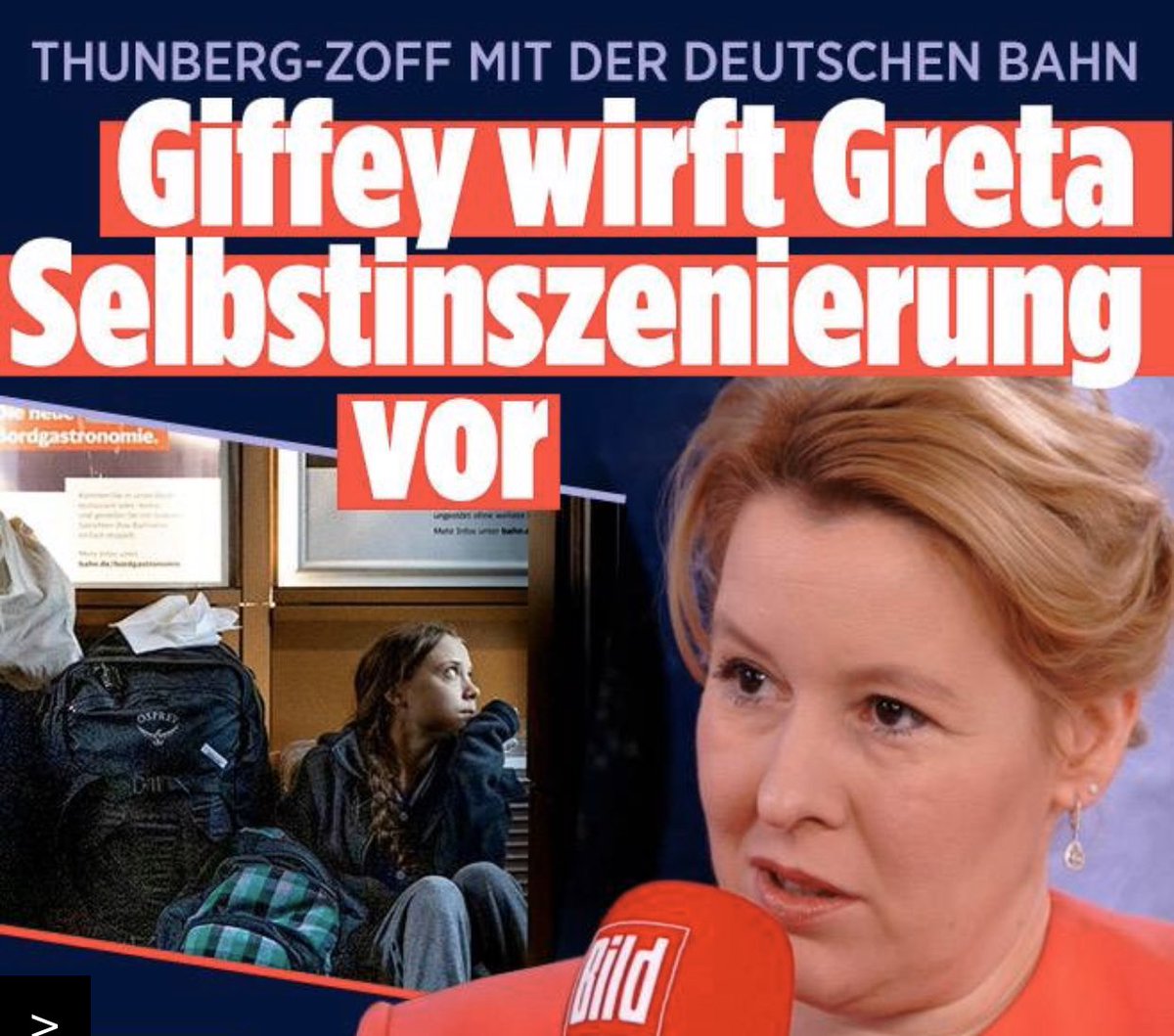 Regendelfin's tweet image. Greta: „Züge sind voll, sitze im ICE auf dem Boden, ist doch ein gutes Zeichen!“

Deutsche Bahn: „Naja, eigentlich saßt Du ein paar Kilometer ja auch in der 1. Klasse!“

AfD: „Siehste! Klimawandel ist ne Lüge!“

Alle: „PR-Desaster!“

SPD: „Haben wir da PR-Desaster gehört? Wait!“