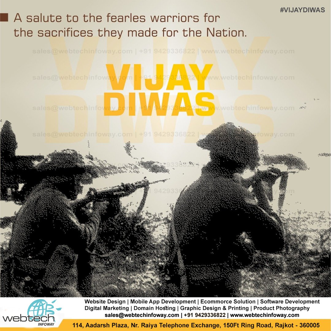 webtechrajkot's tweet image. #VijayDiwas2019 Commemorating India's glorious victory over Pakistan in the #IndoPakWar1971 and creation of #Bangladesh 48 years ago #OnThisDay 16 December in 1971
#RememberAndNeverForget all the #Bravehearts who fought and sacrificed #ServingOurNation🇮🇳
#VijayDiwas