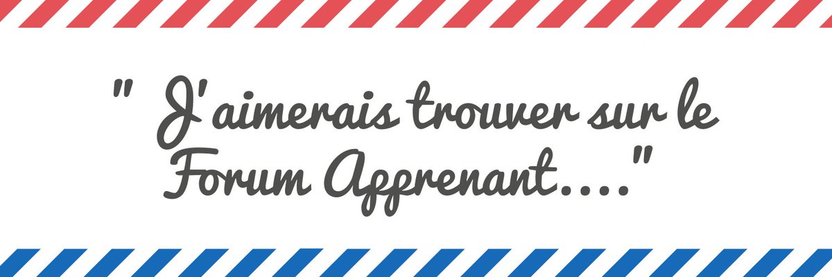 Vous connaissez le #ForumApprenant. Vous y avez contribué ou parcouru des fils de discussion. Participez au jeu du Brainstorming Flash : complétez la phrase "J'aimerais trouver sur le Forum ..." en répondant à ce tweet. Merci. academie-apprenante.ac-dijon.fr/forum-apprenan…