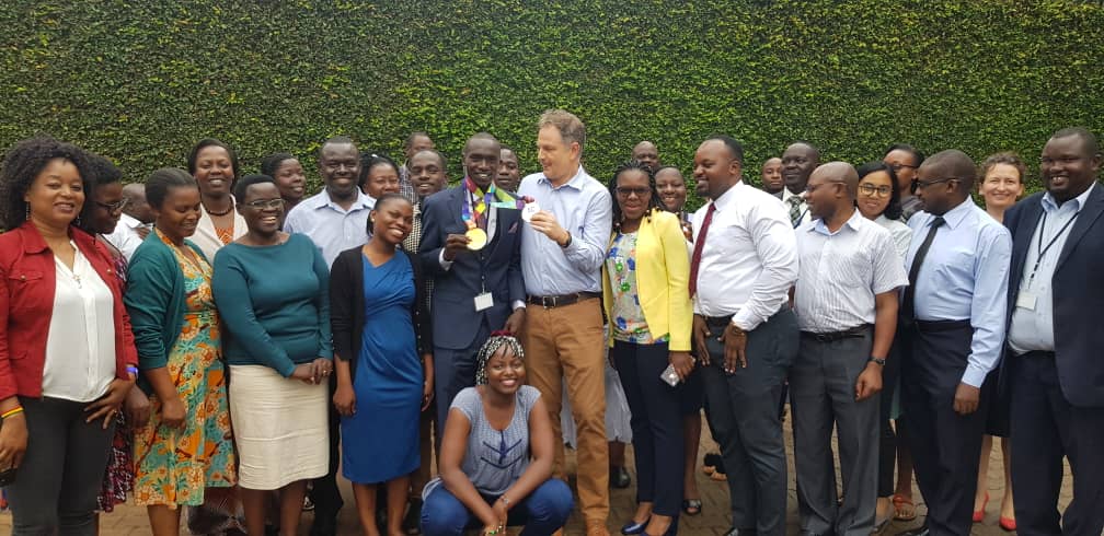 This morning  we're privileged to host <a href="/joshuacheptege1/">Joshua Cheptegei 🇺🇬🇺🇬 🥇🥇</a> 2019  10,000m gold  medal winner. Thru his Foundation he is working to keep girls in school as a way to end #FGM #childmarriage &amp; #teenagepregnancy . We look forward to partnership to support Uganda to #LiveYourDreamUG
