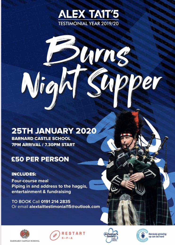 ATTestimonial15's tweet photo. 🏴󠁧󠁢󠁳󠁣󠁴󠁿 BURNS NIGHT - 25 JANUARY 🏴󠁧󠁢󠁳󠁣󠁴󠁿 Joining us to address the haggis is Scotland International Jon Welsh. Tickets available - Book via alextaittestimonial15@outlook.com https://t.co/sTX3FAOVlc