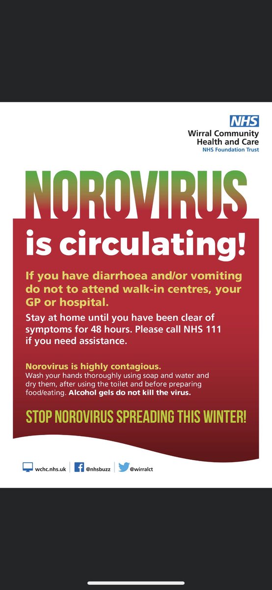 Please stay at home until you are 48 hours clear of symptoms 🤢😷🤮