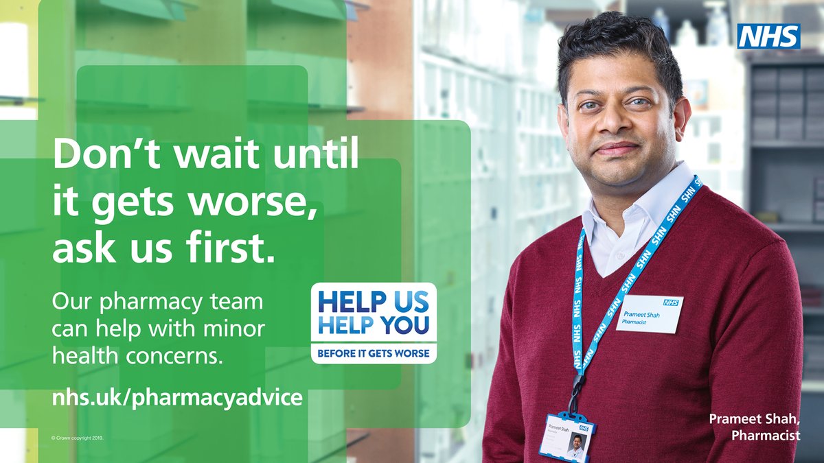 Did you know community pharmacists are qualified healthcare professionals who can offer clinical advice and over the counter medicines to effectively and safely manage a range of minor health concerns? #HelpUsHelpYou before it gets worse. nhs.uk/pharmacyadvice