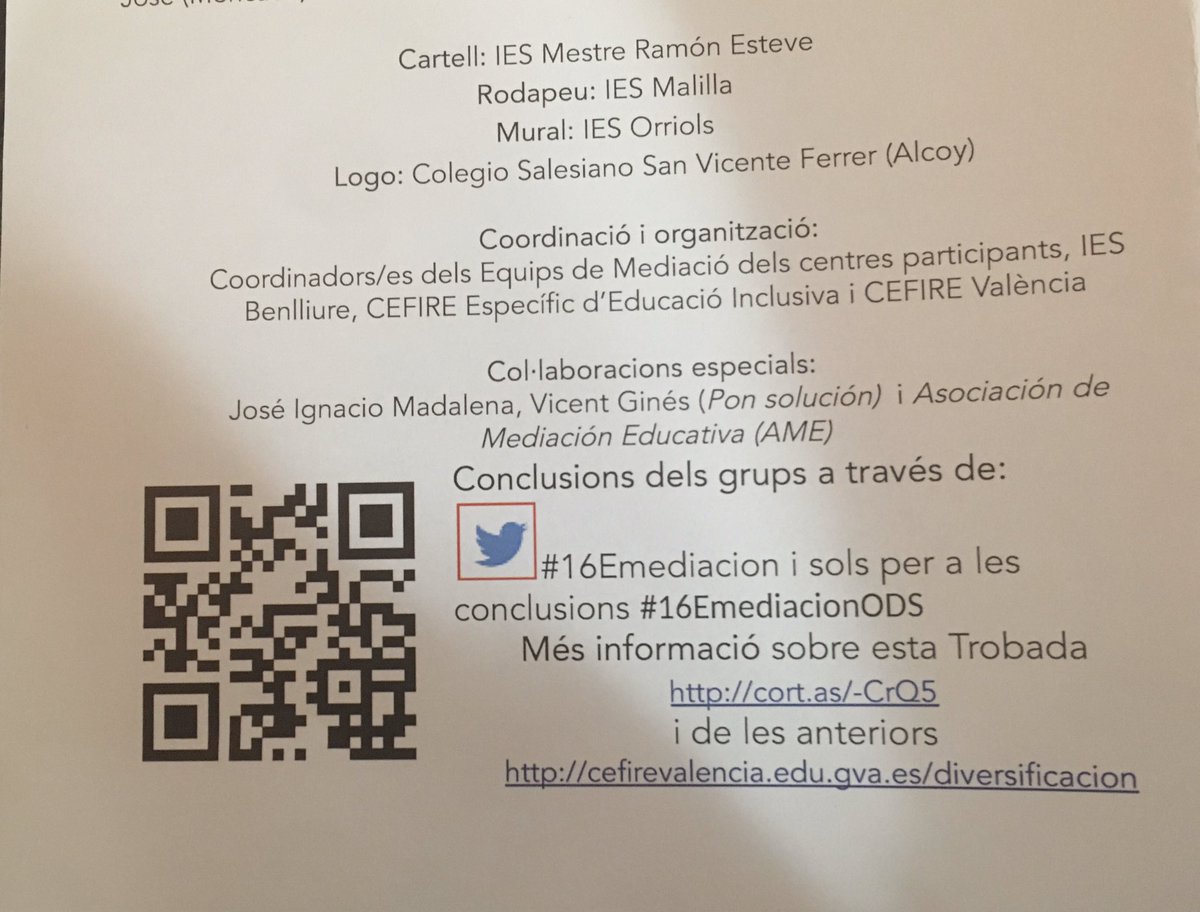 CEFIREambitINC's tweet photo. XVI Trobada d’alumnat mediador #16Emediacion #ODS 
Ja estem al @IESBenlliure !
#somconvivencia #IESJoanFuster
#IESLesAlfabegues
#IESSalvadorGadea
#IESMariaIbars
#IESLesRodanes
#IESBenaguasil
#IESBallesterGozalvo https://t.co/WXsRZwi0P1