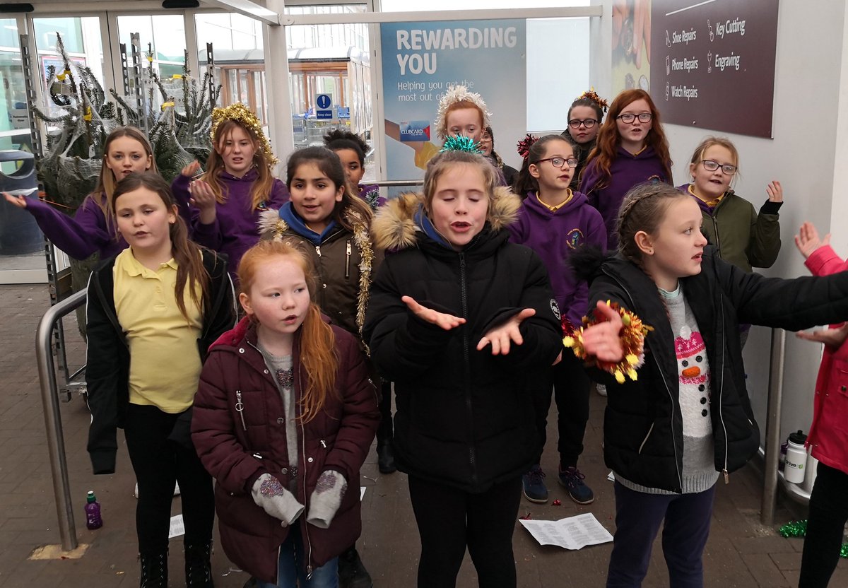 portmeadp's tweet photo. The school choir raised money for a mini bus outside Tesco on Friday. The public complimented them on their Christmas singing in English, Welsh and makaton signing. 👏🏼🎶
#pmdpmus #pmdpea #pmdpcomm #pmdplit https://t.co/vP3ZohI60n