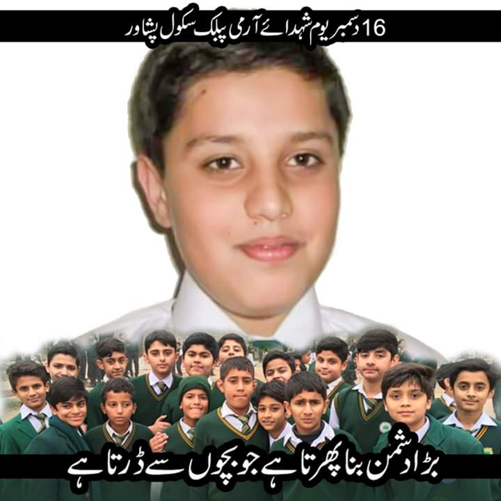 16 December 2014; A sad day for us. Remembering the martyrs of Army Public School tragedy. They will always remain in our hearts. Salute to all martyrs of #APSPeshawar.
#APSMartyrs #BlackDay #APSAttack