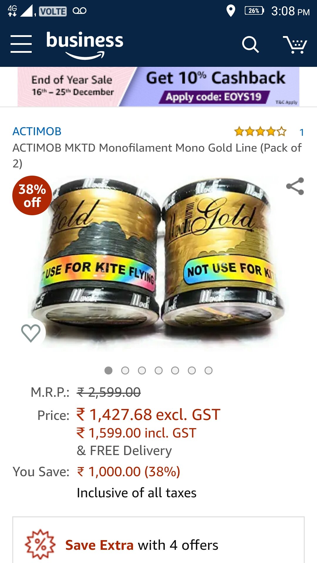 ACTIMOB MKTD Monofilament Mono Gold Fishing Line (Pack of 2) - Price History