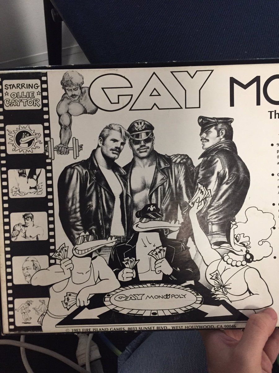 tonight at the queer archives: gay monopoly, c. 1983! featuring gay alligators (“the parker sisters” ?)