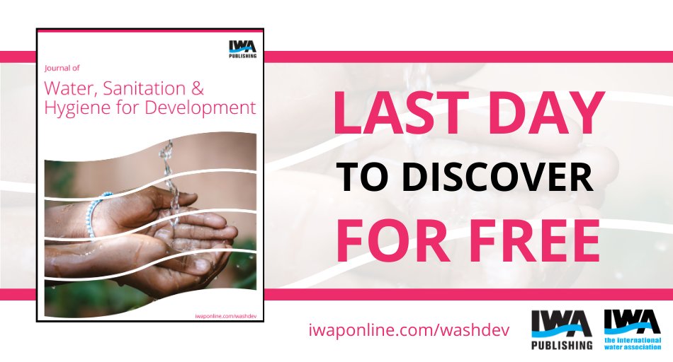 IWAPublishing's tweet photo. Today is your FINAL DAY to access the Journal of Water, Sanitation & Hygiene for Development for FREE โ https://t.co/6zt0CCe1v6
Free for a limited time in celebration of the 2019
@IWAHQ
#DevelopmentCongress!
#Water #Development #SDGs #SDG6 #Hygiene #Sanitation #WASH https://t.co/hA9DO8hVEB
