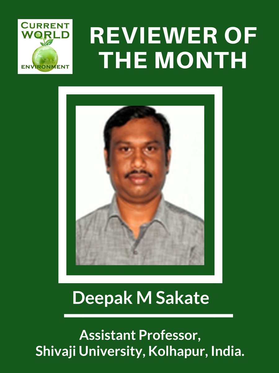 cwejournal's tweet photo. ANNOUNCING REVIEWER OF THE MONTH Deepak M Sakate from Shivaji University, Kolhapur, India as an outstanding reviewer for his inexplicable contribution.
https://t.co/eprholFG0d
#Environment #SentinelsOfScience #Reviewer #Referee #Publons #OpenAccess #PeerReview #ScientificQuality https://t.co/svMghrKWnu