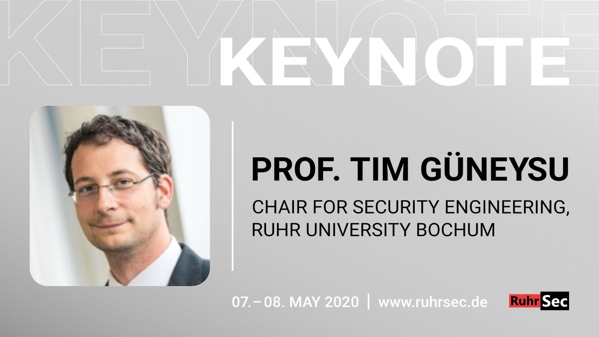RuhrSec 2020 Keynote Speaker Prof. Tim Güneysu