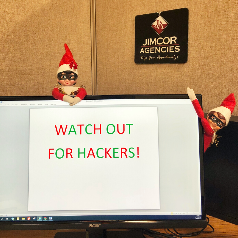 Jimcor's tweet photo. Spirit and Spark want to remind you to be aware of online hackers and data breaches, especially with online shopping for the holidays! Jimcor has cyber security specialists that are equipped with markets for your clients' needs.

#CyberSecurity #BewareOfHackers #ElfontheShelf https://t.co/nNiHosPfy8