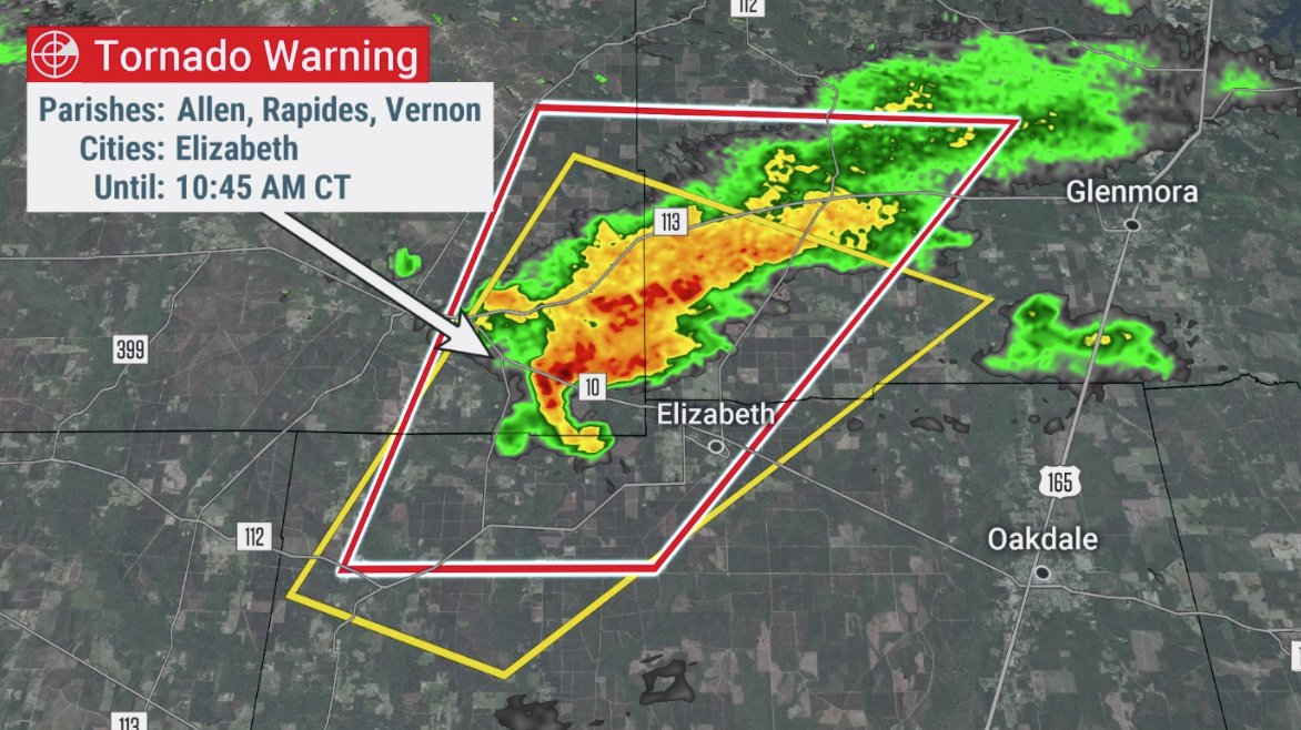 BREAKING Tornado warnings for Bossier, Claiborne, ster, Allen
