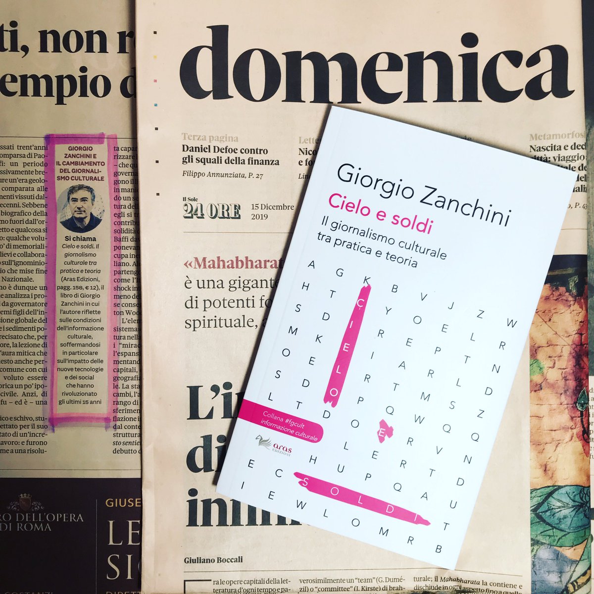 Ieri su la Domenica de il <a href="/sole24ore/">IlSole24ORE</a> un consiglio di lettura dell'ultimo saggio di @giorgiozanchini, Cielo e soldi. Il giornalismo culturale tra pratica e teoria (Aras Edizioni, 2019).