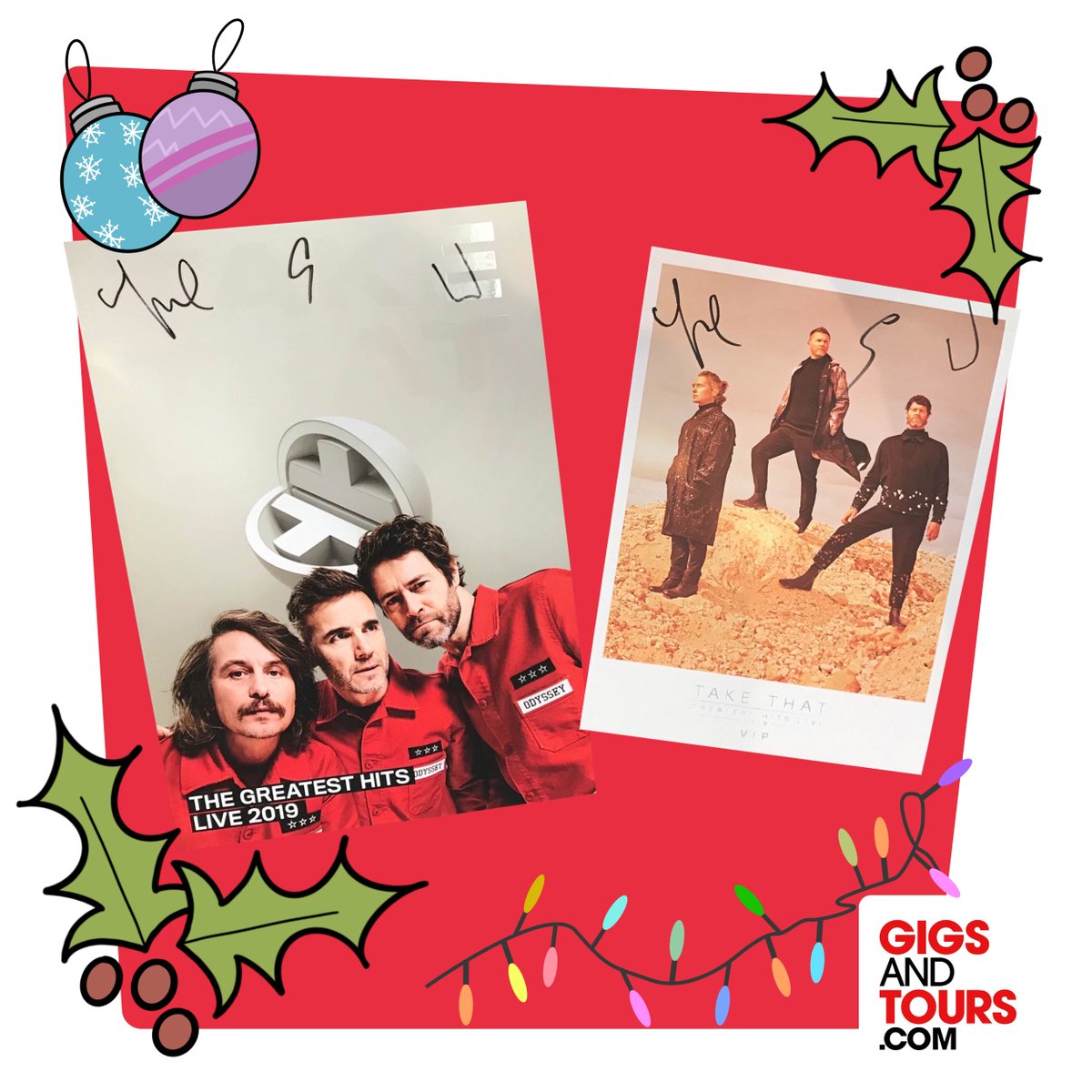 🎄 CHRISTMAS GIVEAWAY 🎄

We've kept one final prize to surprise you with this week...calling all #TakeThat fans! Win a signed lithograph! 3 lucky winners will also receive a signed tour book. Will it be you?

To enter simply follow &amp; retweet.

T&amp;C's: gigst.rs/CompTerms