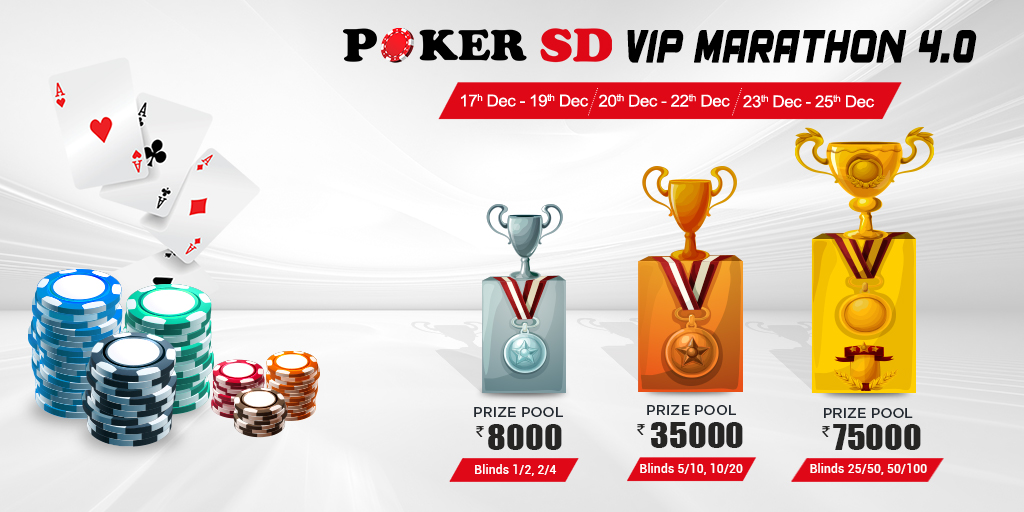 pokersdofficial's tweet photo. 🏆 𝗣𝗼𝗸𝗲𝗿𝗦𝗗 𝗩𝗜𝗣 𝗠𝗔𝗥𝗔𝗧𝗛𝗢𝗡 𝟰.𝟬 is going live on 17th Dec, 2019.

Participate in 𝗣𝗼𝗸𝗲𝗿𝗦𝗗 𝗩𝗜𝗣 𝗠𝗔𝗥𝗔𝗧𝗛𝗢𝗡 𝟰.𝟬 and win cash prizes 💰 from a pool of INR 1,18,000 from 𝟭𝟳 𝗗𝗲𝗰 𝘁𝗼 𝟮𝟬 𝗗𝗲𝗰
click https://t.co/lblHXBwYCO
#Poker #PokerSD https://t.co/ieucrOEfWH