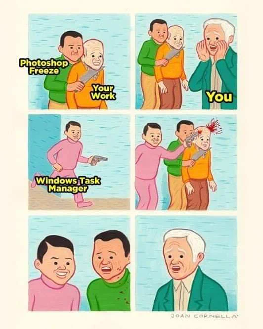 Friend: Why don't you try another drawing app?

Me (Photoshop user): 

We have meme.

original comic by @sirjoancornella 