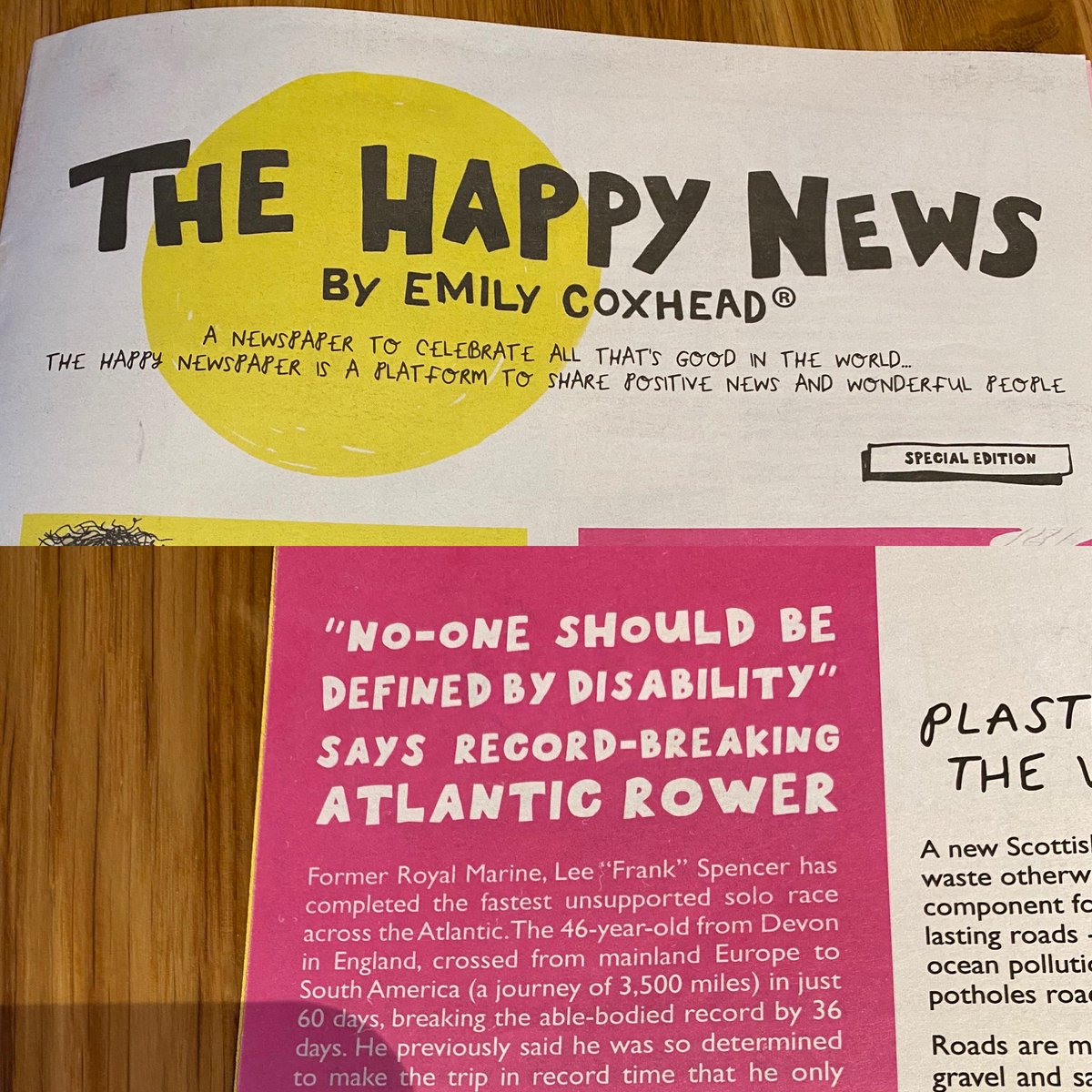 gnome54's tweet photo. How lovely @_leejspencer mentioned in the #@HappyNewspaper_ an amazing newspaper that celebrates all that is good in the world. A joy for my 10 year old to read positive news stories #notdefined #spreadlove @HappyNewspaper_ @EndeavourFund @theRMcharity https://t.co/zxGMtey1ue