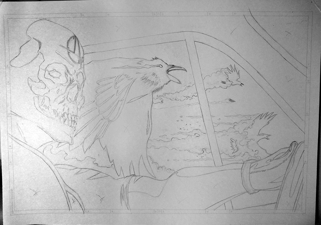 JotaZombie's tweet photo. Some drawing/flyer design I did for a local rock band🤘🏻💀.
.
.
#rockandroll #rockband #HardRock #traditionalink #drawings #pencils #flyerdesign #skull #crows  #musclecar #driver https://t.co/7IQwQtPZz4
