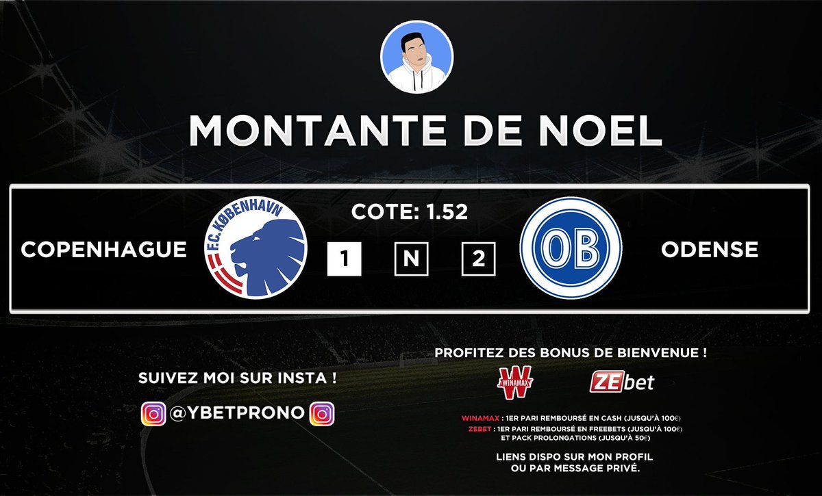 YbetProno's tweet image. MONTANTE DE NOËL ⚽️🎅🏼

Étape 1 !

➡️ Copenhague - Odense : Copenhague 

👉🏼 Côte : 1.52

RT/FAV ça porte chance ! 🍀 

#TeamParieur #MontanteDeNoël
