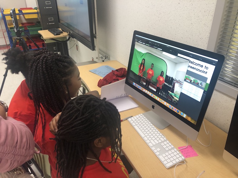 AldineISD's tweet photo. Fifth-grade students at Greenspoint Elementary School dive into newscasting, by developing the campus news and announcements for their school. Read more: https://t.co/19MnKnibfO #WeAreAldine https://t.co/ZPZjEZT3Xc