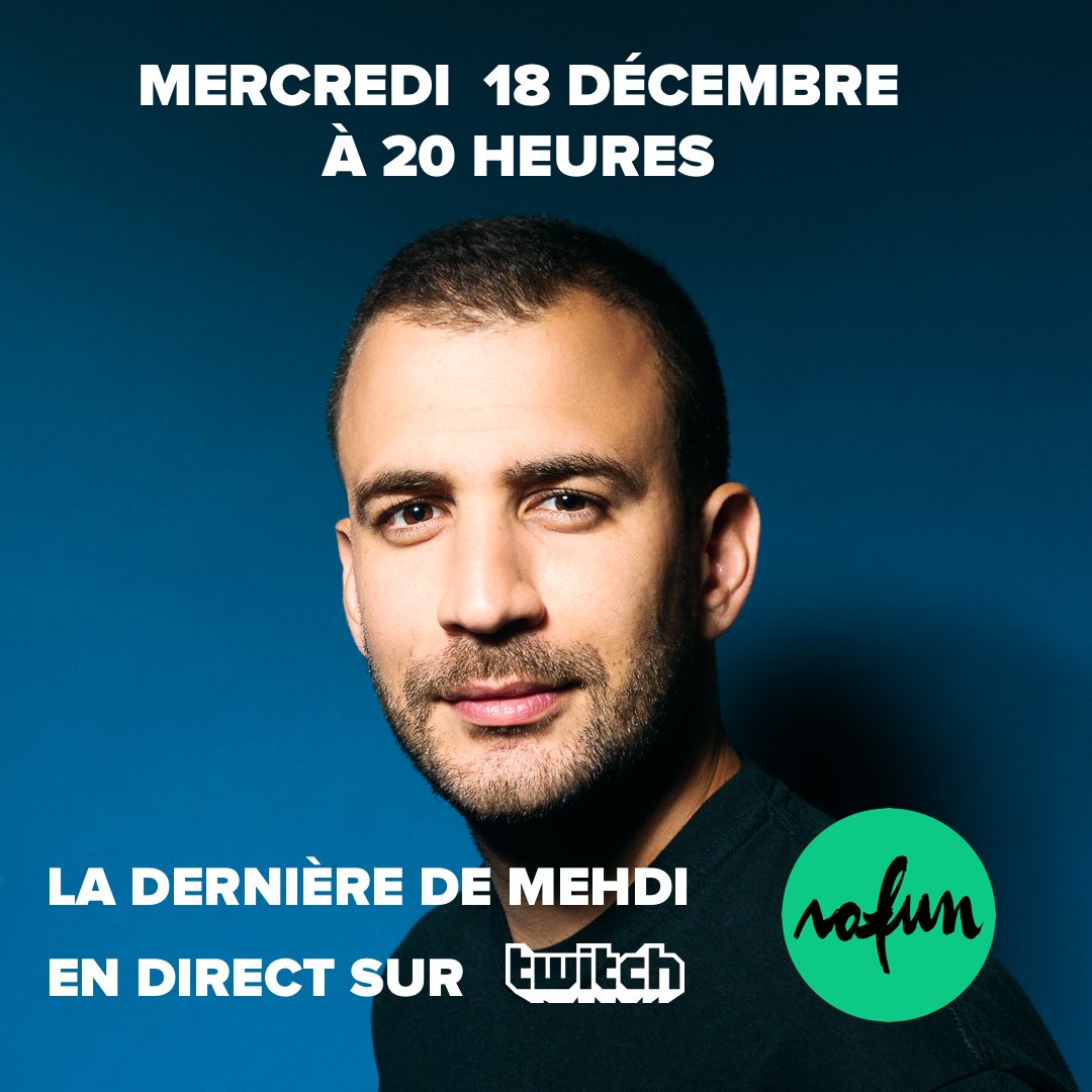 NoFunShow's tweet image. ⏰ Mercredi 18 décembre, à 20h, rendez-vous sur #twitch pour la dernière de Mehdi !

@mehdimouse sera en direct sur #twitch pour son dernier épisode.

Soyez-là ✨