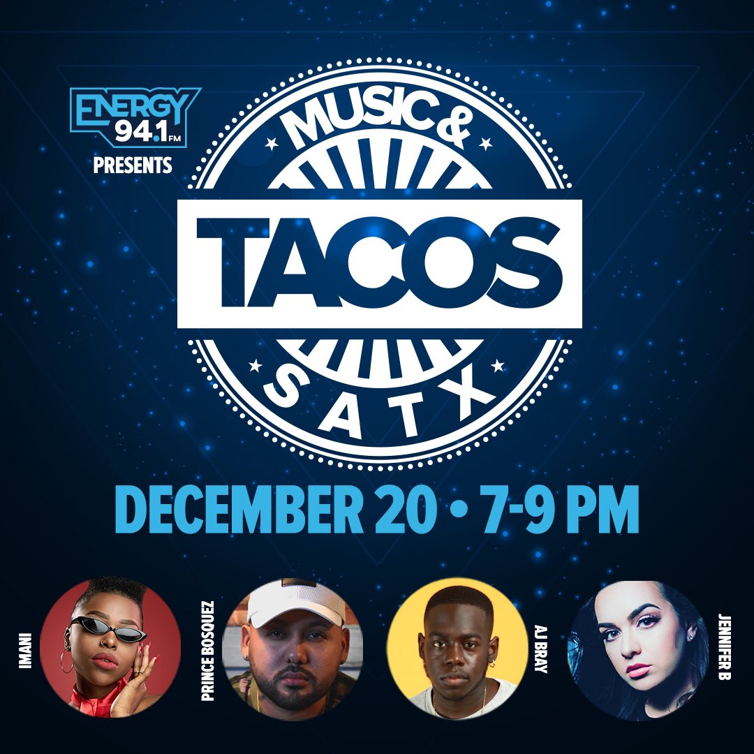 studio1601music's tweet photo. Do you enjoy #music ?  What about #tacos ? Well!!! Both are free at @Energy941SA on Dec 20. https://t.co/oqCLd3Bi04