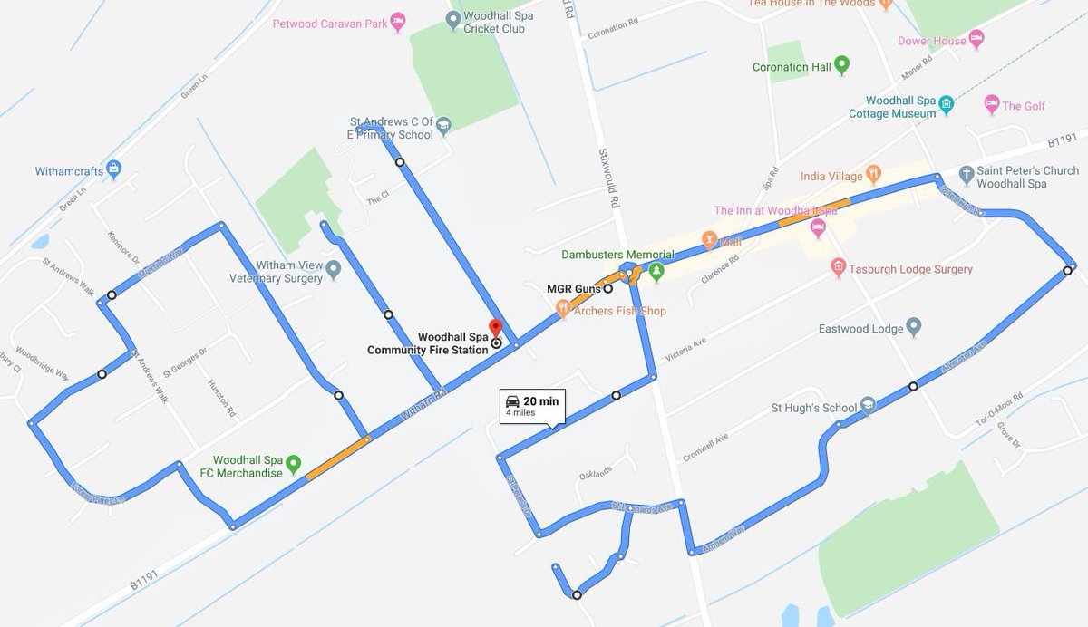Santa Claus is coming to Woodhall Spa! On Friday 20th December, fire crews will be escorting Santa and his sleigh through Woodhall Spa on the route shown below from 4:30pm. Proceeds will be donated to the Firefighters Charity. 🎅🏼👨🏻‍🚒