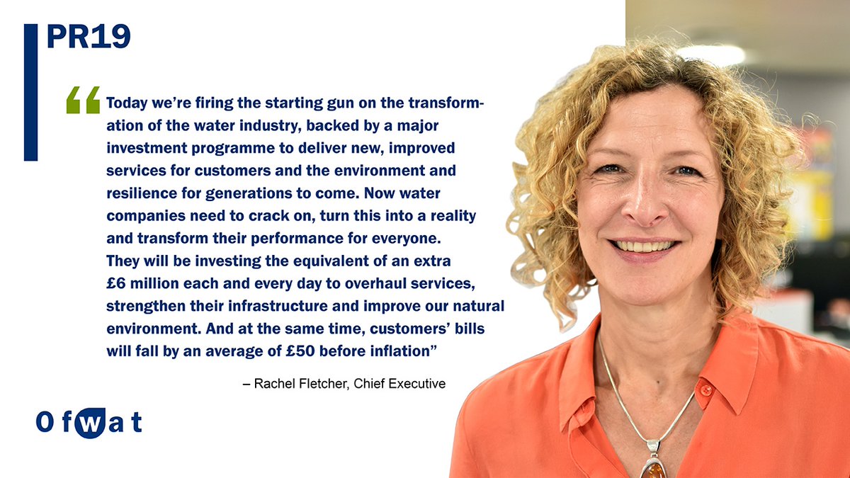 Today @Ofwat publishes #PR19 final determinations for all water companies. We’re firing the starting gun on the transformation of the water industry. Now water companies need to crack on, turn this into a reality and transform their performance for everyone #planstoreality