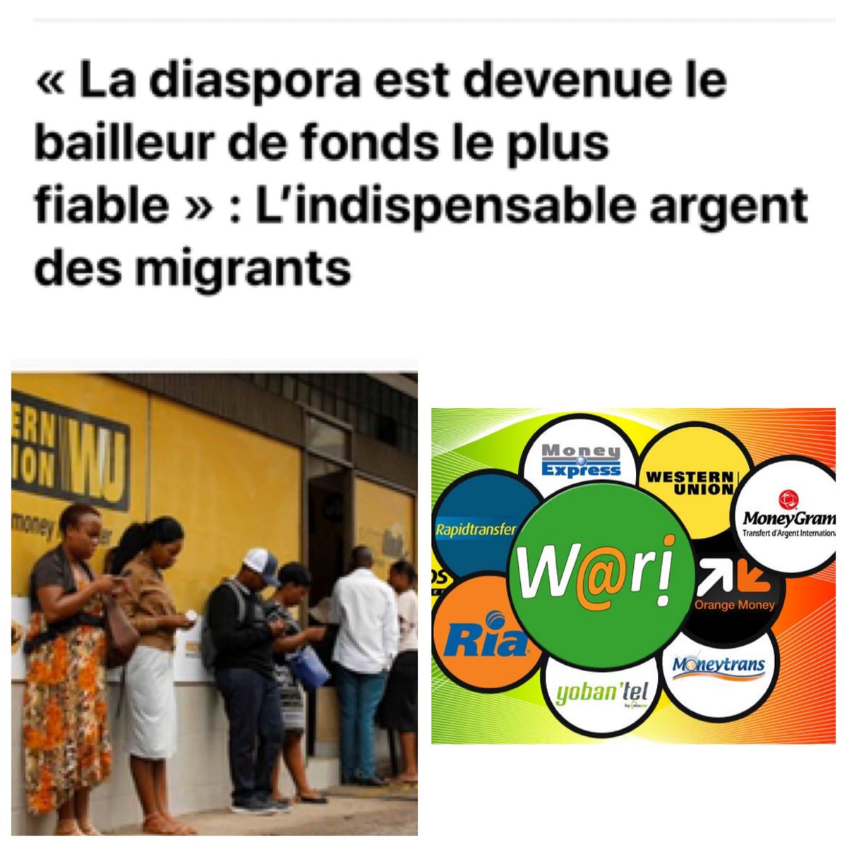 ElieNkamgueu's tweet image. 2019 les fonds envoyés par la diaspora dans leur pays d’origine vont dépasser les investissements des entreprises étrangères dans les pays à bas et moyen revenus, coup de projecteur sur cette manne et les circuits financiers           Lire l’article : lnkd.in/dXfTaf9