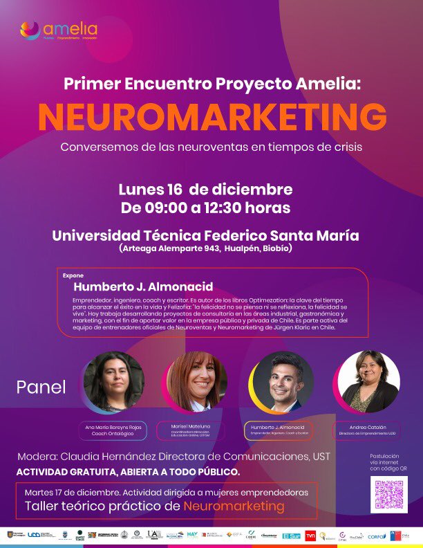 MMEG_Biobio's tweet photo. Damos inicio al seminario de Neuromarketing, en Universidad Santa María, organizado por el proyecto Amelia,  del cual formamos parte para potenciar la participación de mujeres en innovación. #ProPymeMujer https://t.co/tffBWoFMON
