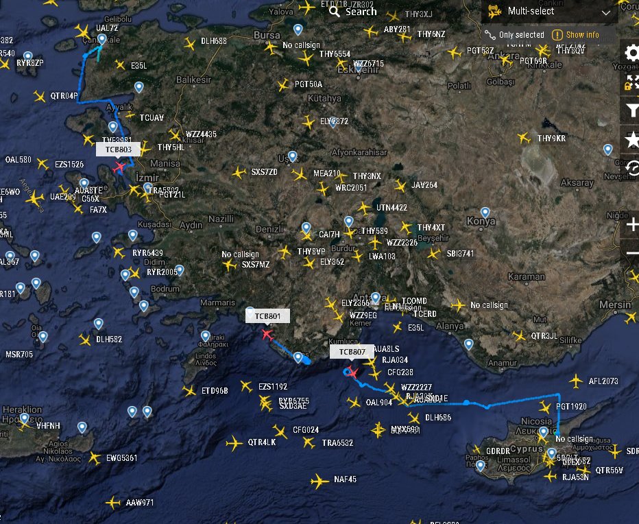 NTriantis's tweet photo. #Turkish #UAV parade across Greek-Turkish border. Three UAV with callsigns #TCB801, #TCB807, #TCB803 https://t.co/vsRS28qnXG