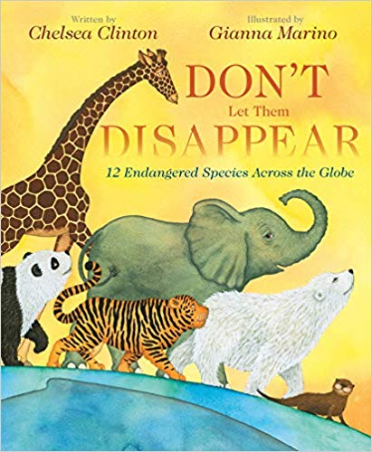 Parents trying to raise environmentally conscious kids! Here are five book recommendations for you. Number 1 = Don't let them disappear by Chelsea Clinton. (age 4-8) Great animal facts and tips about what we can do to protect these 12 endangered animals. amzn.to/38BUUCy