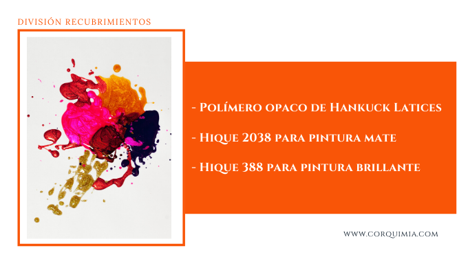 corquimia's tweet photo. Para este mes de diciembre nuestro departamento de recubrimientos recomienda, 
- Polímero opaco de Hankuck Latices: permite una reducción de hasta un 30% del bióxido de titanio en fórmula
- Hique 2038 para pintura mate
- Hique 388 para pintura brillante
#recubrimientos #quimica https://t.co/Jd3FqjTANA