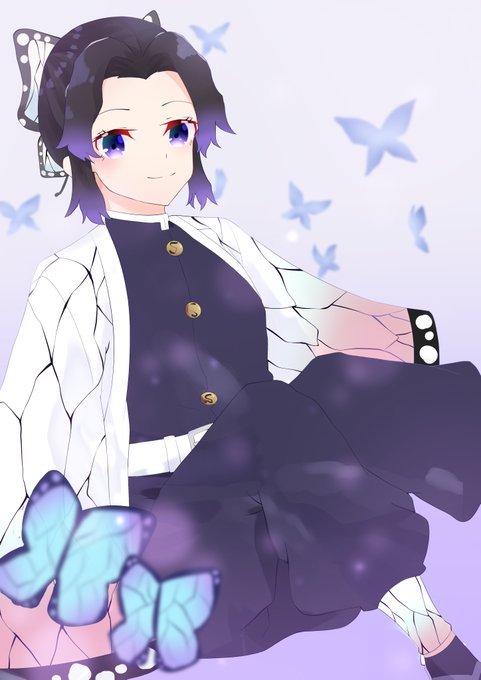 はいくさんがTwitterに投稿した胡蝶しのぶ(鬼滅の刃)のイラスト。