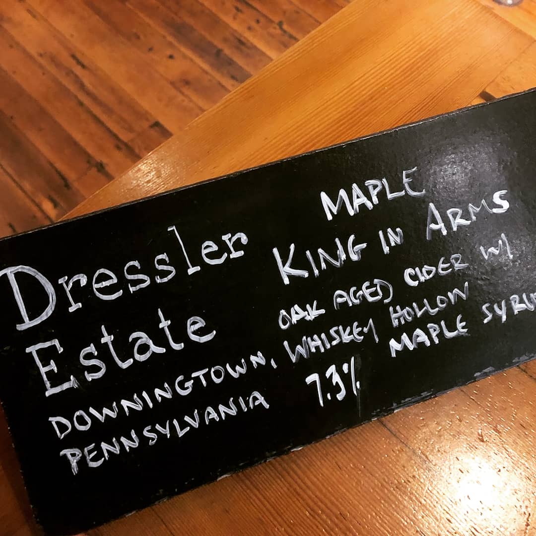 DresslerEstate's tweet photo. On tap today: *Maple* King in Arms. A special edition using Whiskey Hollow maple syrup made right here in PA by some amazing friends! Only on draft at Bottle Room in Downingtown for a limited time. #PAcider #whiskeyhollowmaple #PAmaplesyrup https://t.co/jWhOnOGa0Y