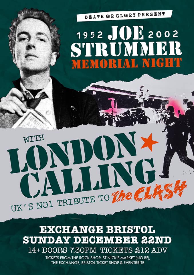 DavidDevonald's tweet image. Last show for 2019
Bristol Exchange
Sunday 22nd December
Help us remember the late great Joe Strummer!