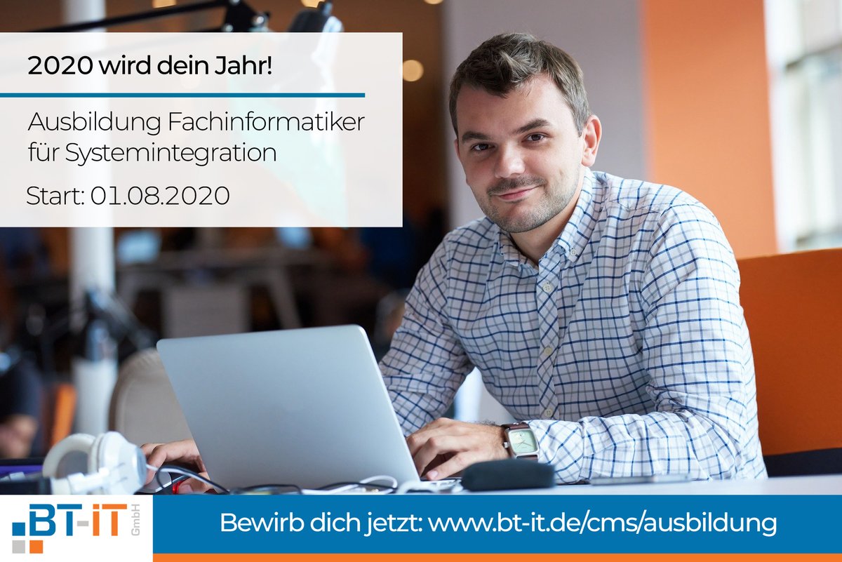 2020 noch nichts vor?
Dann starte deine Ausbildung bei der BT-IT zum:
Fachinformatiker für Systemintegration (m/w/d)
Wir freuen uns auf Deine aussagekräftige Bewerbung!
bt-it.de/cms/ausbildung…
#Ausbildung #BTIT #IT #Informatik #Systemintegration #Technik #Digital #Oldenburg #Soft