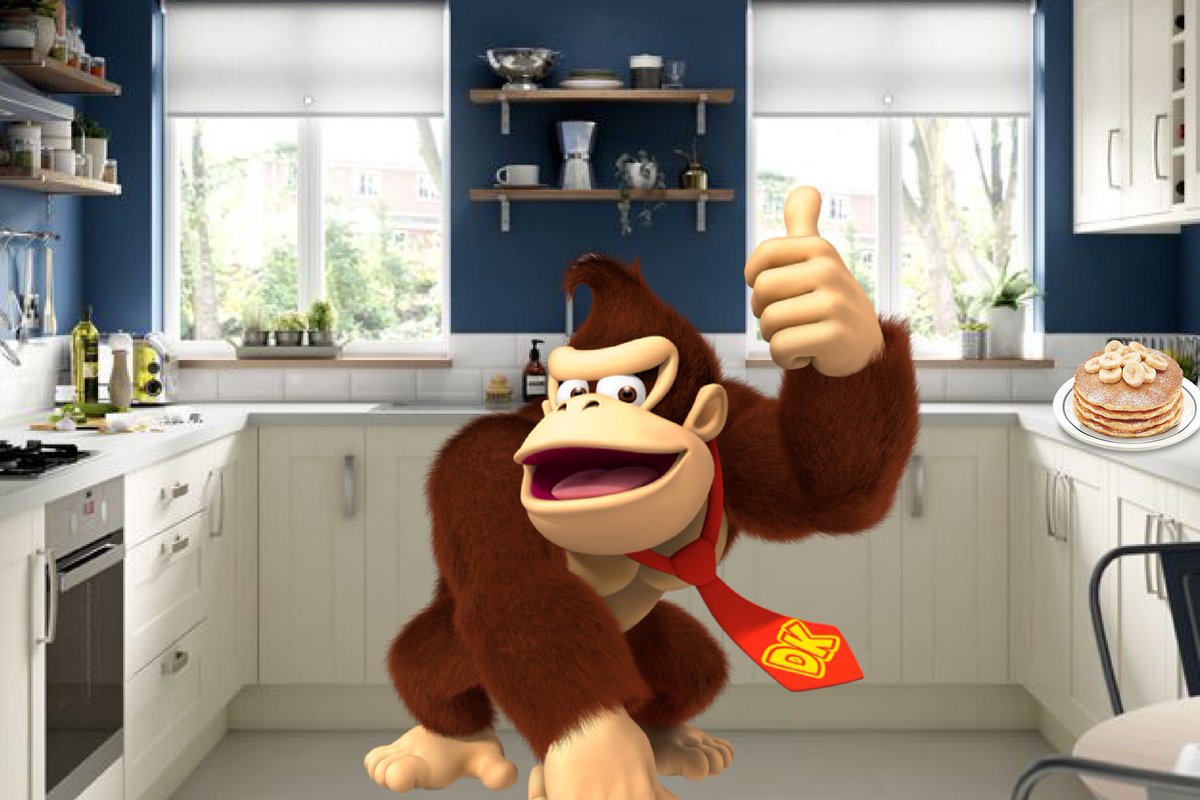 DonkeyKongApe's tweet photo. hey good morning champ i made you some delicious banana pancakes for breakfast
wait what do you mean this isnt your house of course it is ahahaha
please dont call the police https://t.co/VKOmODAfn5