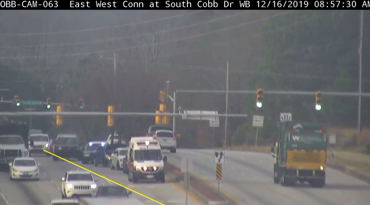 Crash on the EastWest Connector/eb before S. Cobb Dr. in the left lane