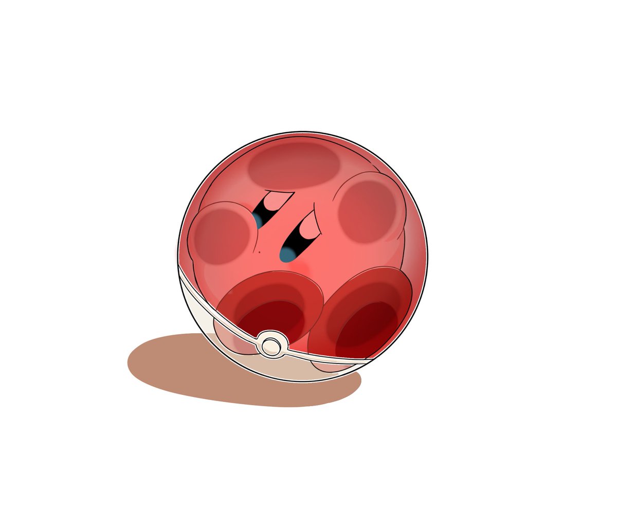 kirby no humans poke ball white background simple background poke ball (basic) solo against glass  illustration images