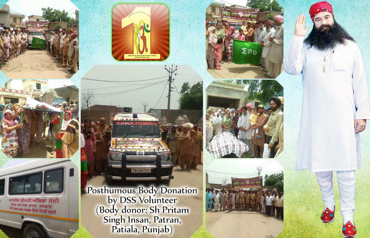 Jassi43016121's tweet photo. #ServingBeyondLife
With great guidance of Saint @Gurmeetramrahim the volunteers donated body after Death for medical research. It's wonderful job by Dera volunteers. @derasachasauda https://t.co/Nt9k7Bkej7