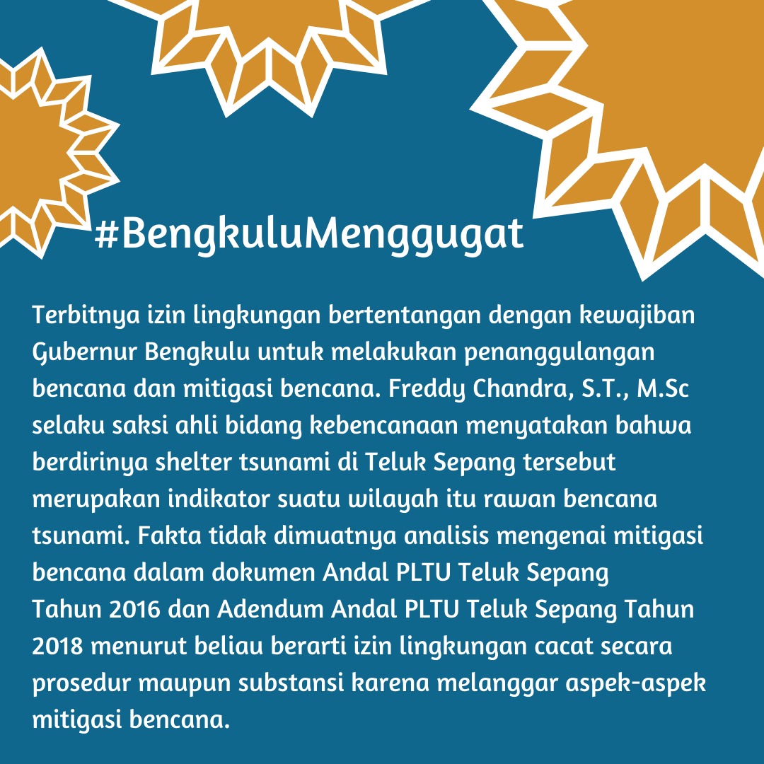 Esok, menjemput putusan seadil-adilnya dengan mempertimbangkan kelangsungan hidup manusia dan mahluk hidup lainnya.

#BengkuluMenggugat 
#Stoppltubatubarabengkulu