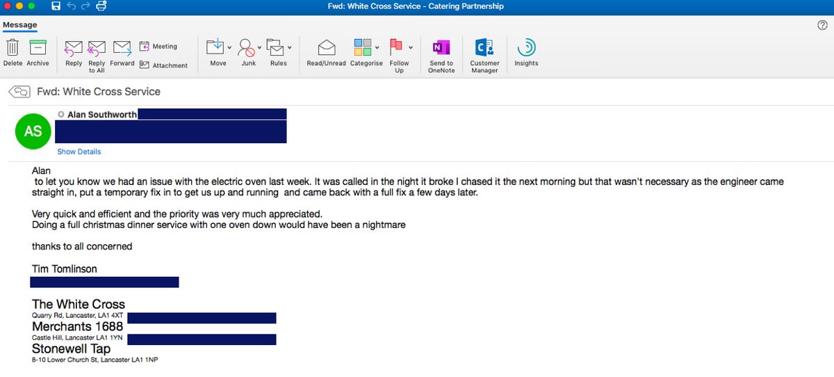 We pride ourselves on our customer service, so it's always good to know it's appreciated, especially at this busy time of year...