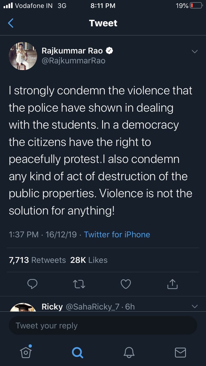 Expected better out of them. This toda maroda, sticking-by-the-guidelines kind of message! Makes me sad that our reel life heroes aren’t as much of heroes in their real lives. @ayushmannk @RajkummarRao Use your influence better. The country needs you! #CAAProtests #DelhiBurning